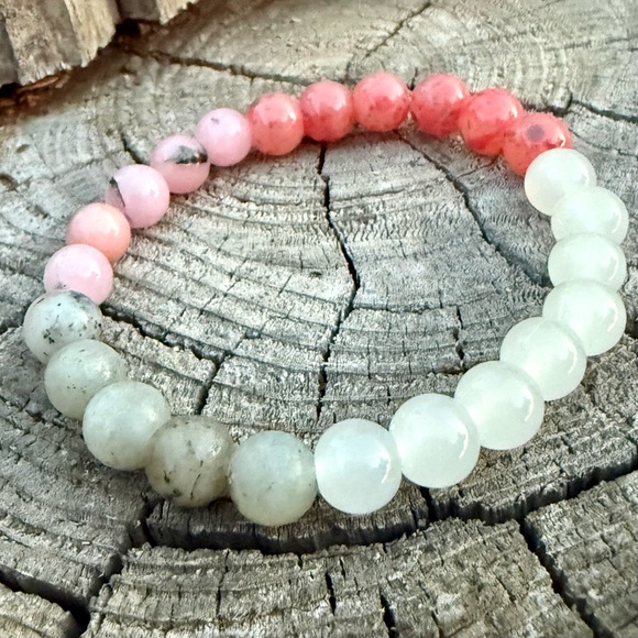 Brand New Gemstone Bracelet Strawberry & Rose Quartz, Moonstone Labradorite - Picture 1 of 7